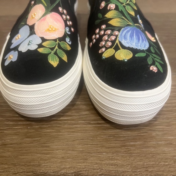 Keds x Rifle Paper Co. Triple Decker Botanical Embellished Slip-On Sneaker, Sz 7 - Picture 3 of 8